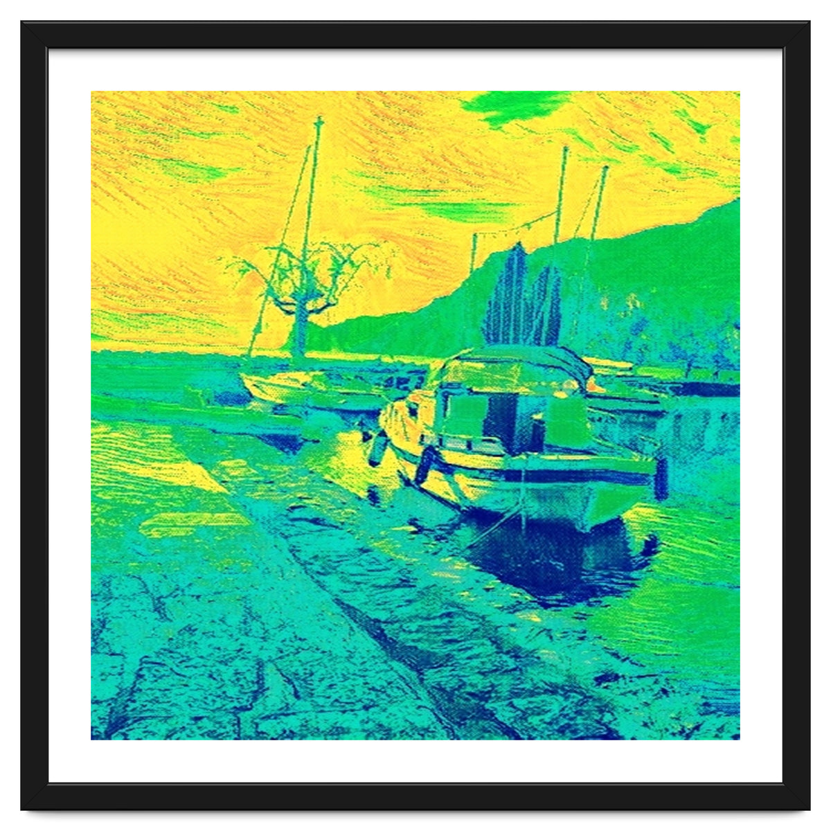 Boats on Green, blue and yellow