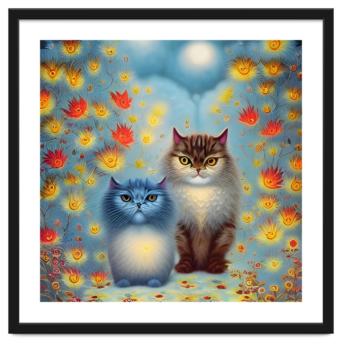 Two Paws Think Alike - Cat Couple in Autumn