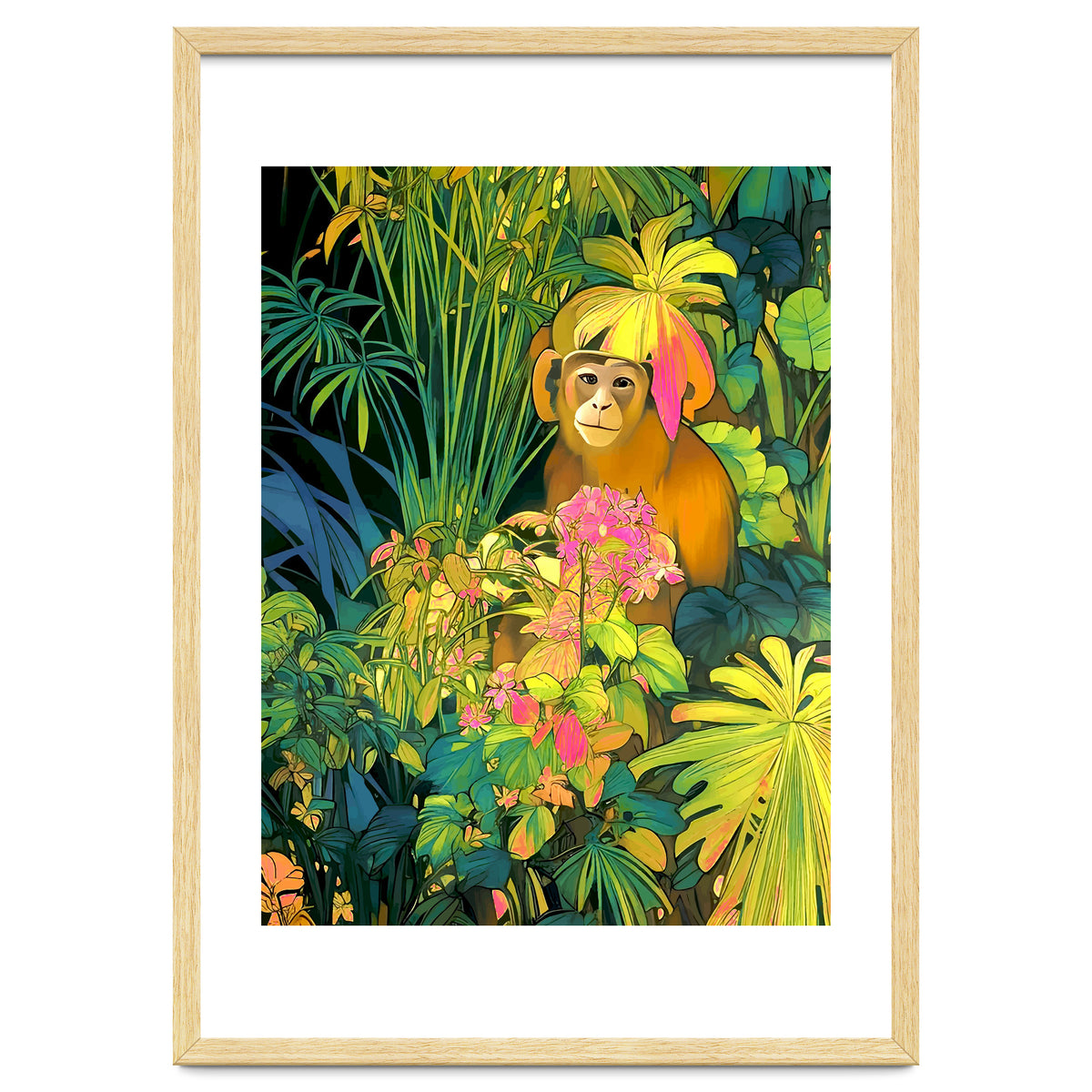 Daydreamer, Coming of Age Monkey Tropical Jungle Plants, Wildlife Botanical Nature Forest Bohemian Animals
