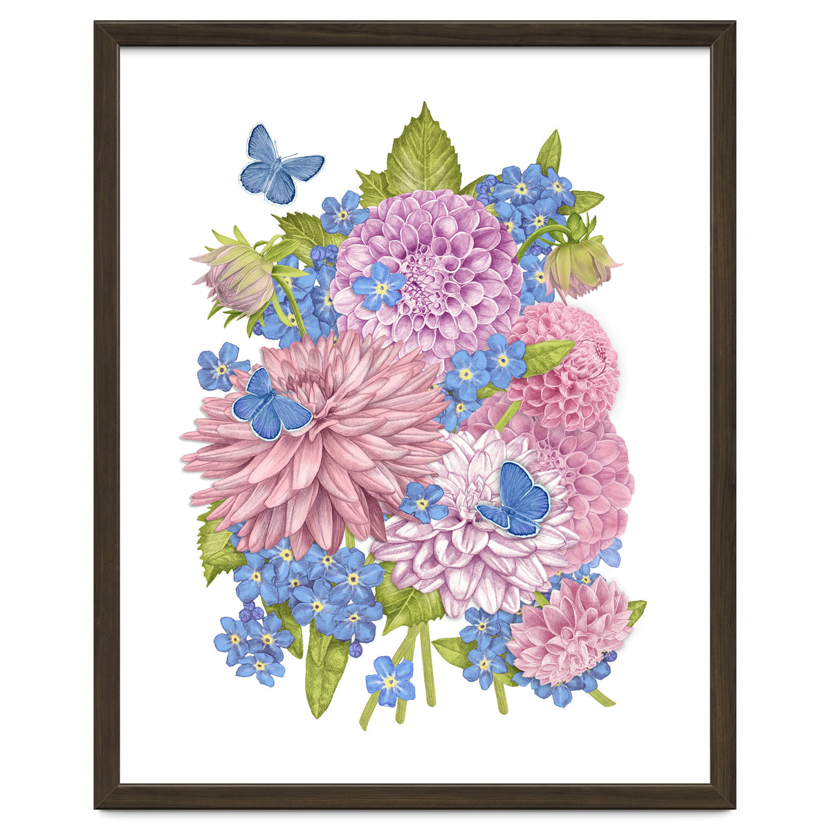 Pink Flowers and Butterflies