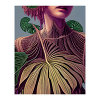 Woman in Monstera Deliciosa Leaves (Print Only)