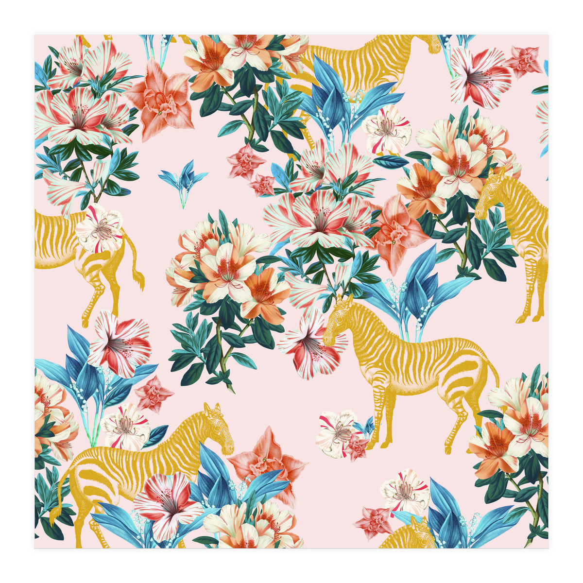 Floral And Zebras (Print Only)