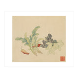 Wang Chengyu ~ Flowers And Vegetables, Vegetables, Fruits, Peppers, Millet Hot, Grapes, Spinach (Print Only) thumbnail