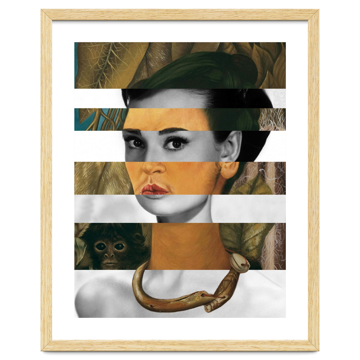 Frida Kahlo's Self Portrait with Monkey & Audrey Hepburn