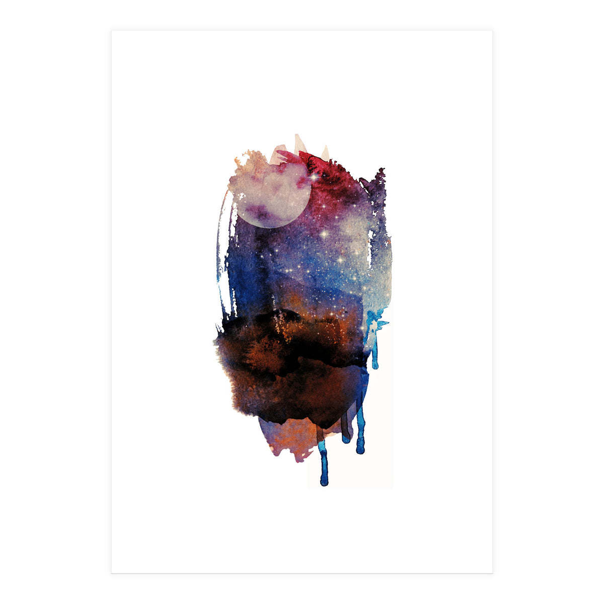 Abstract watercolour red moon (Print Only)