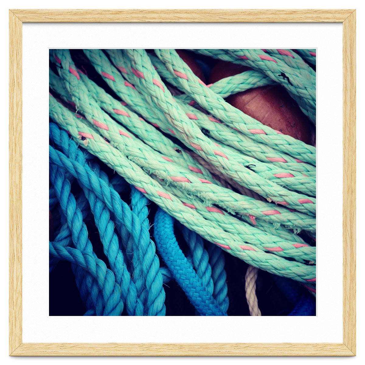 fishing ropes: blue and green