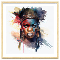 Watercolor African Warrior Woman #4