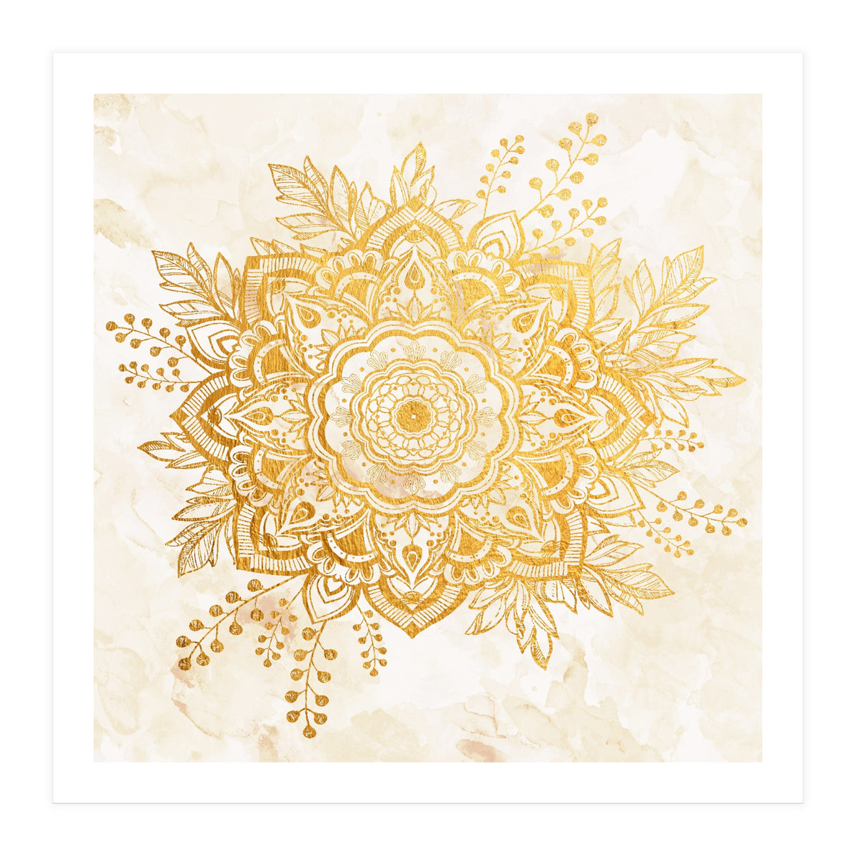 Queen Starring of Mandala-Gold Sunflower II (Print Only)