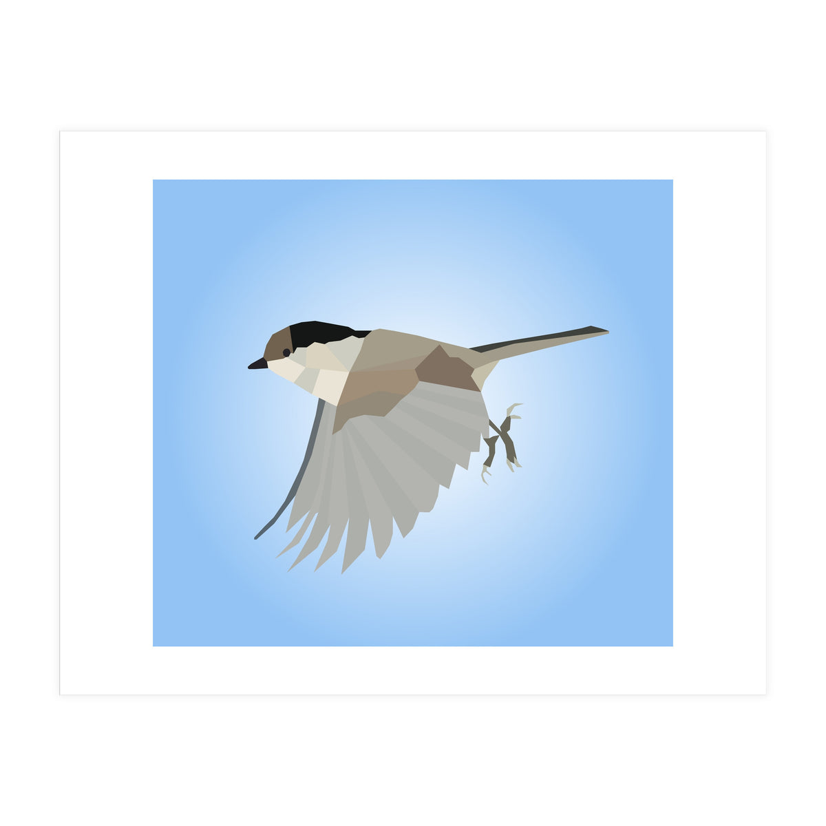 Willow Tit Bird Low Poly Art (Print Only)