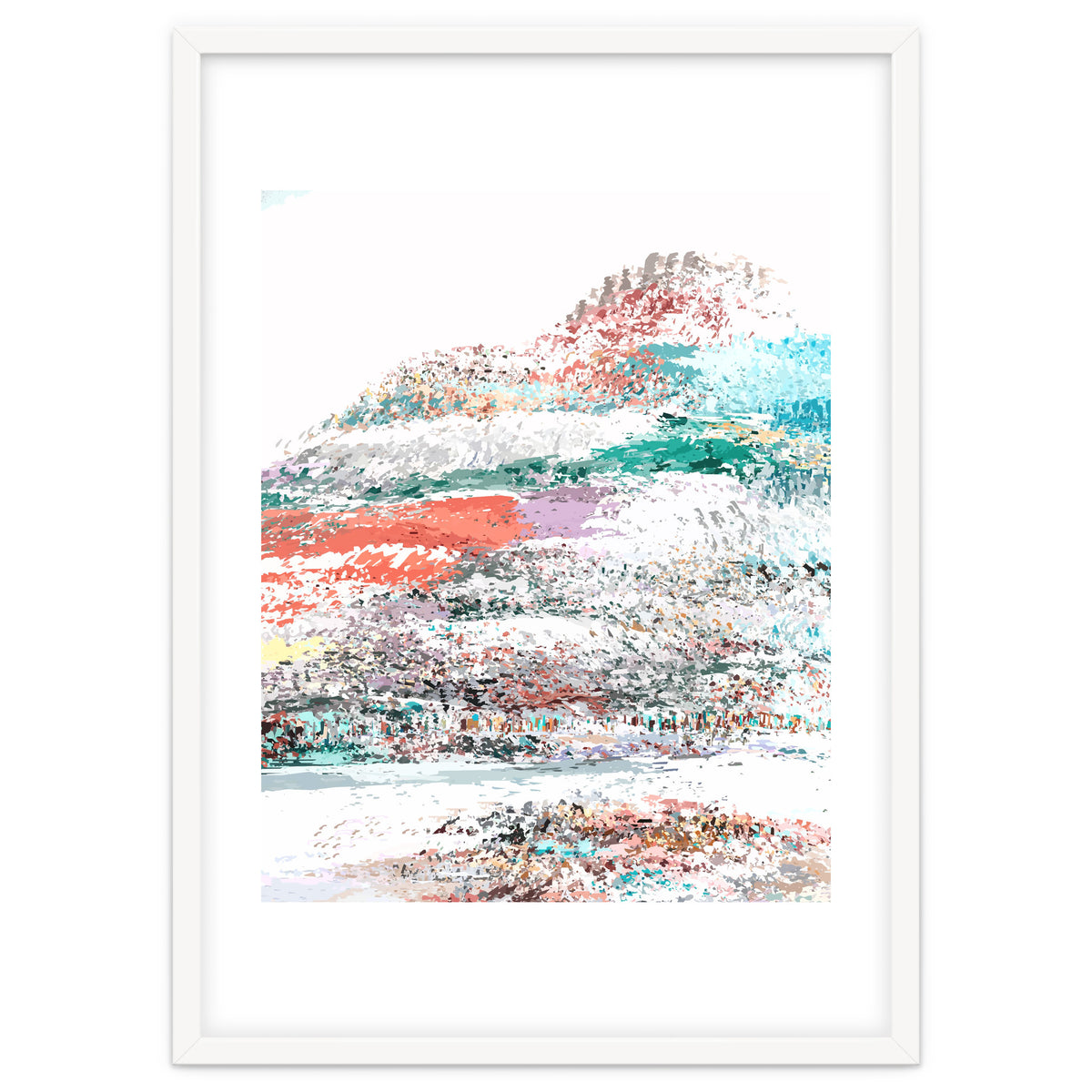 The Snow Mountain, Abstract Nature Digital Painting, Scandinavian Landscape Winter Travel