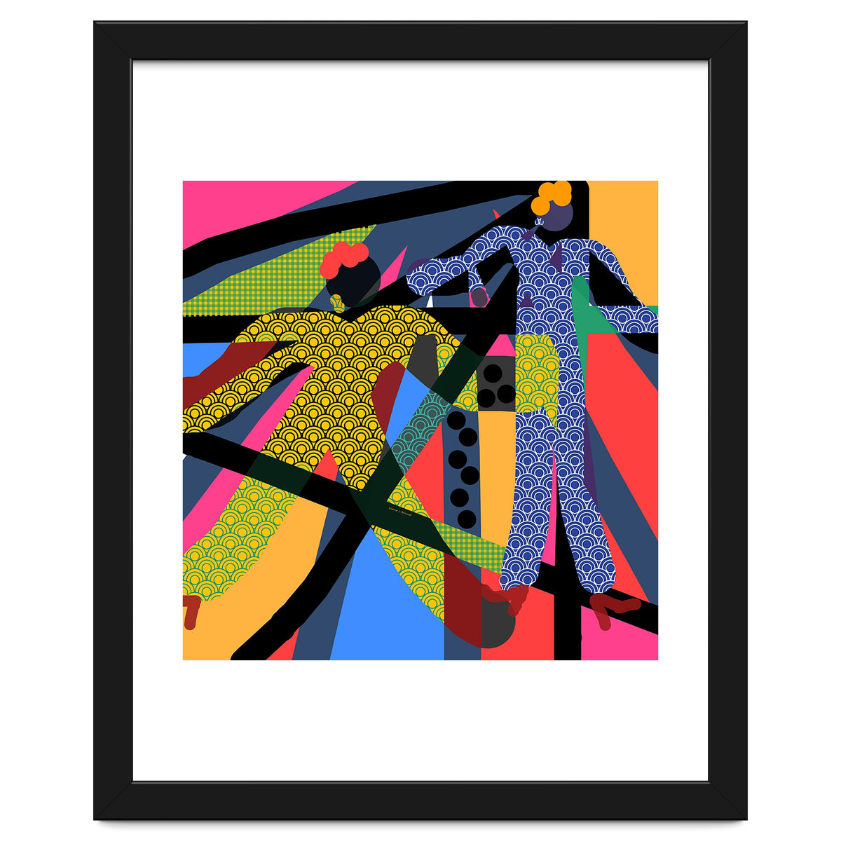 LADIES WEARING YELLOW AND BLUE PATTERNS