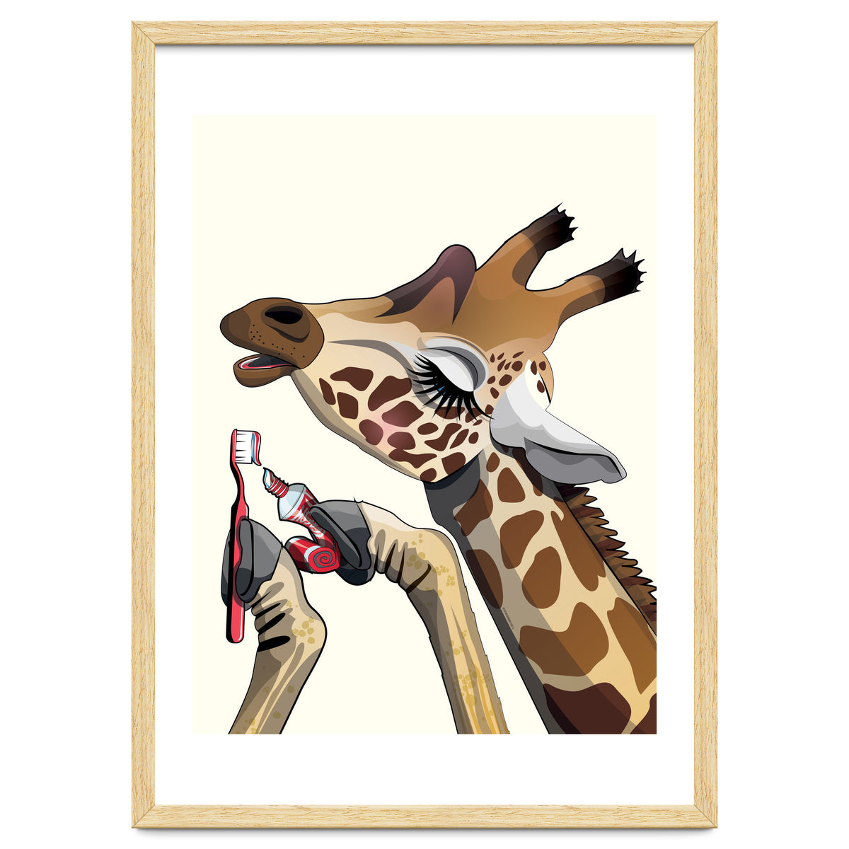 Giraffe Brushing Teeth, Funny Bathroom Humour