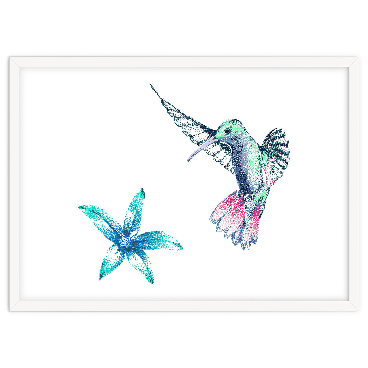 Green Hummingbird And Tropical Flower