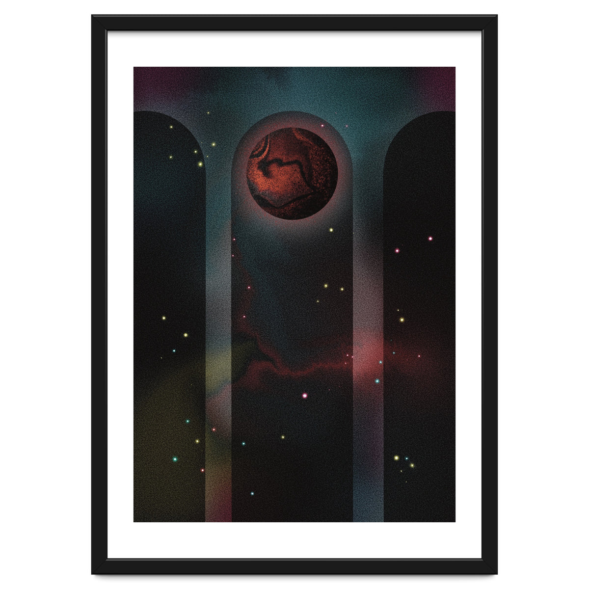 Space Temple with red planet