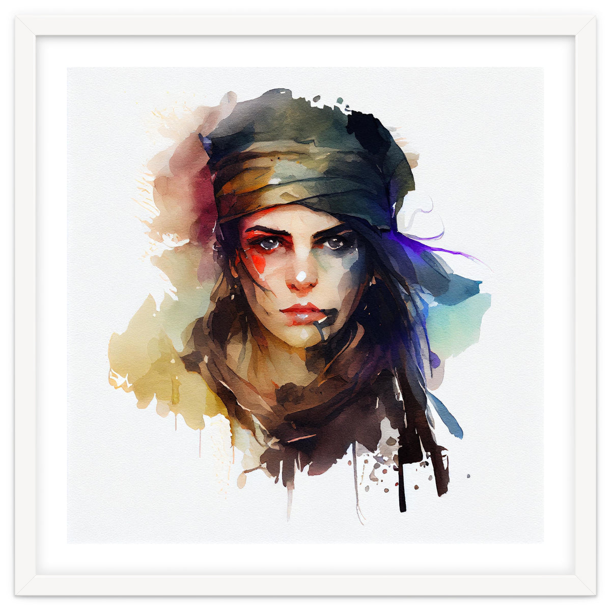 Watercolor Pirate Woman #1