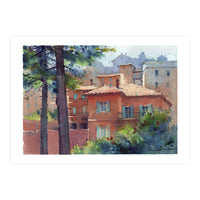 Sunny city landscape. Watercolor (Print Only)