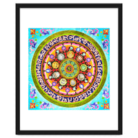 Chakra Mandala, Ayurveda Yoga Aum, Eclectic Colorful Bohemian Sun Sign Moon Sign Zodiac Astrology