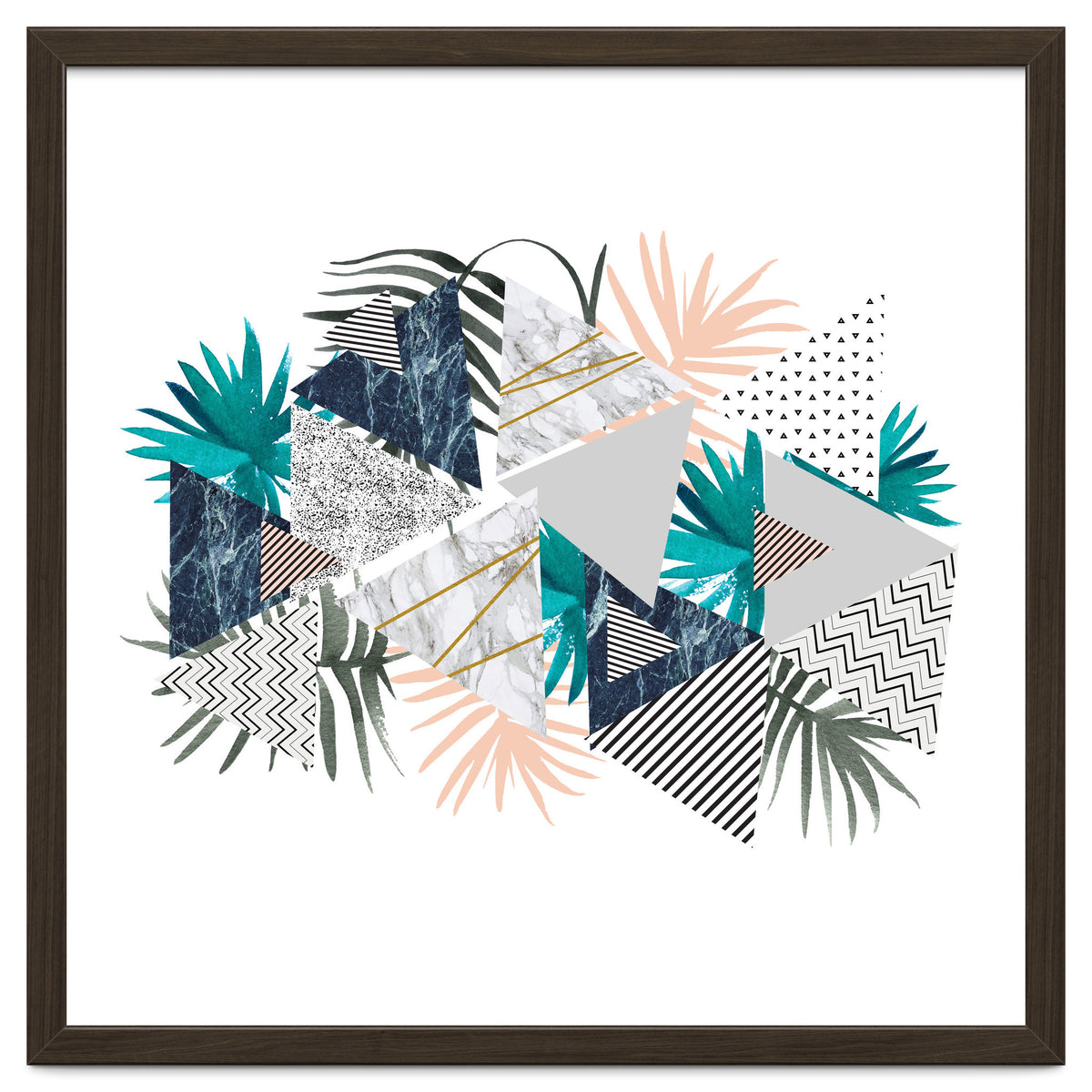 Abstract of geometric patterns with plants and marble I