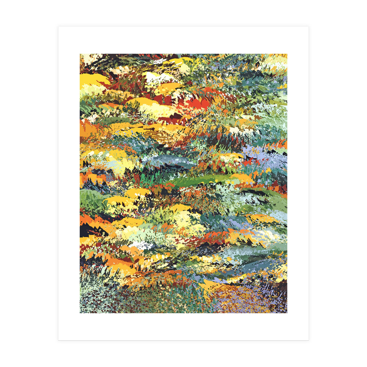 Autumn Forest, Nature Jungle Painting, Botanical Plants Abstract Illustration, Contemporary Modern Boho (Print Only)