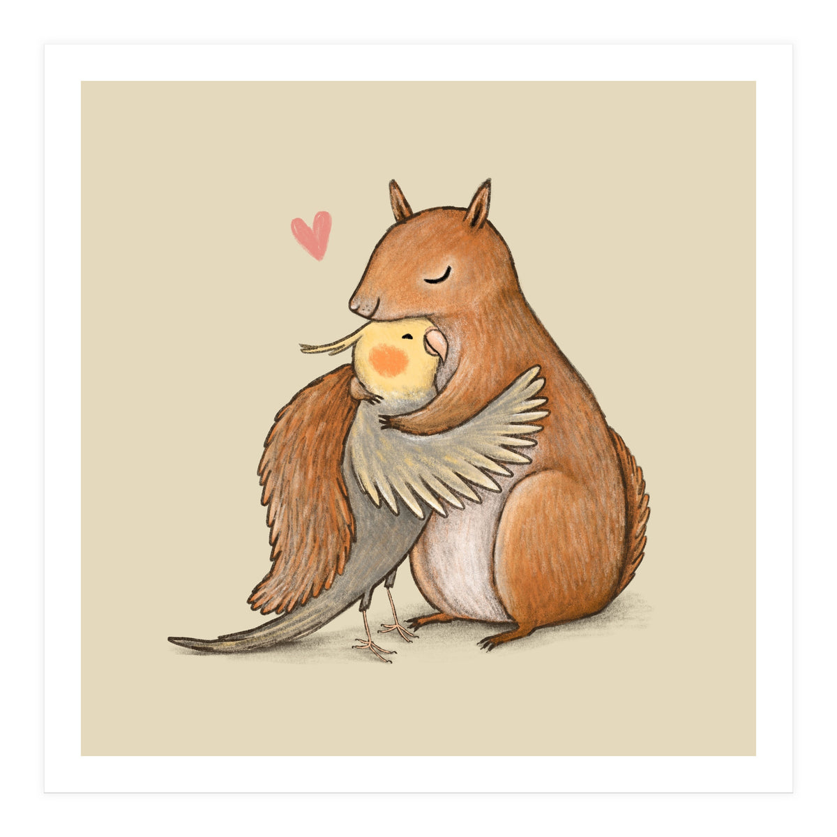 Cockatiel And Squirrel (Print Only)