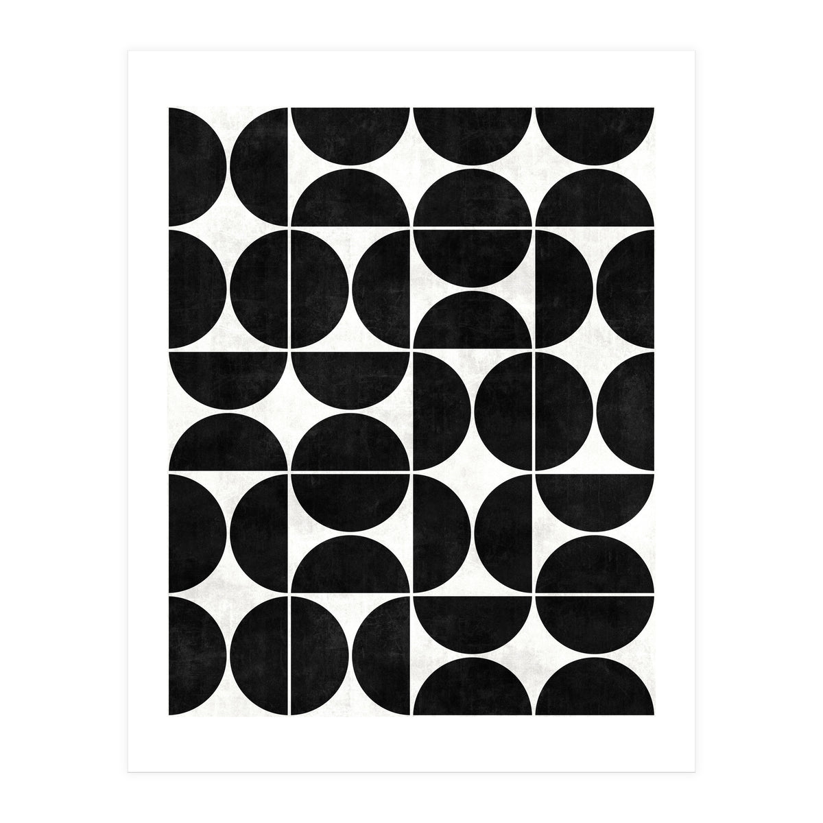 Mid-Century Modern Pattern No.3 - Black and White Concrete (Print Only)