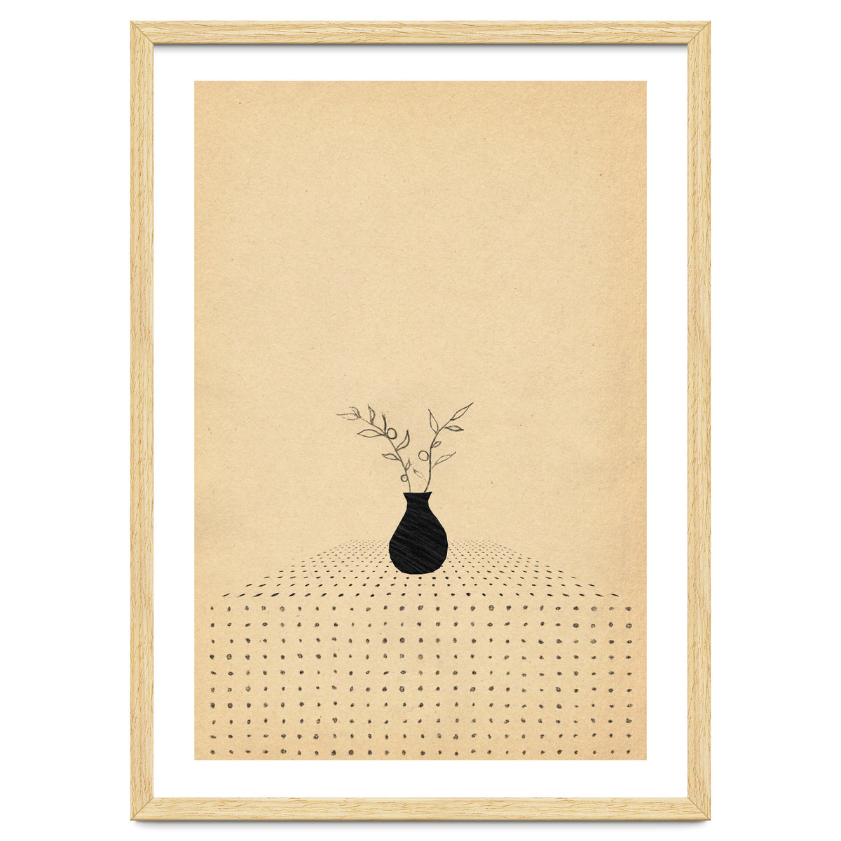 Abstract still life, vase and plants