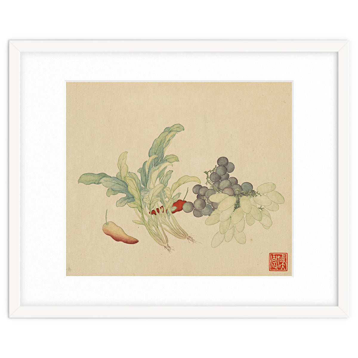 Wang Chengyu ~ Flowers And Vegetables, Vegetables, Fruits, Peppers, Millet Hot, Grapes, Spinach