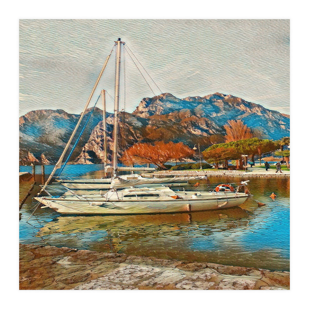 Art boats on Lake Garda, Italy. (Print Only)