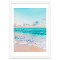 Ocean Bliss, Nature Landscape Sea Travel Tropical, Nordic Luxe Photography Pastel Island Digital