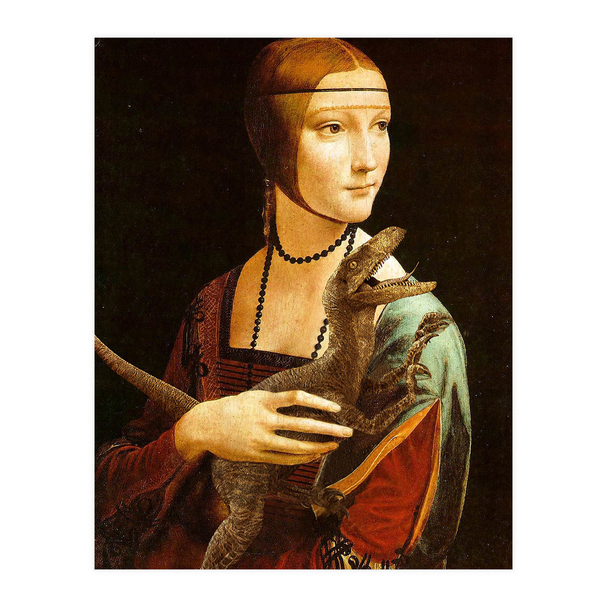 Lady With A Velociraptor (Print Only)