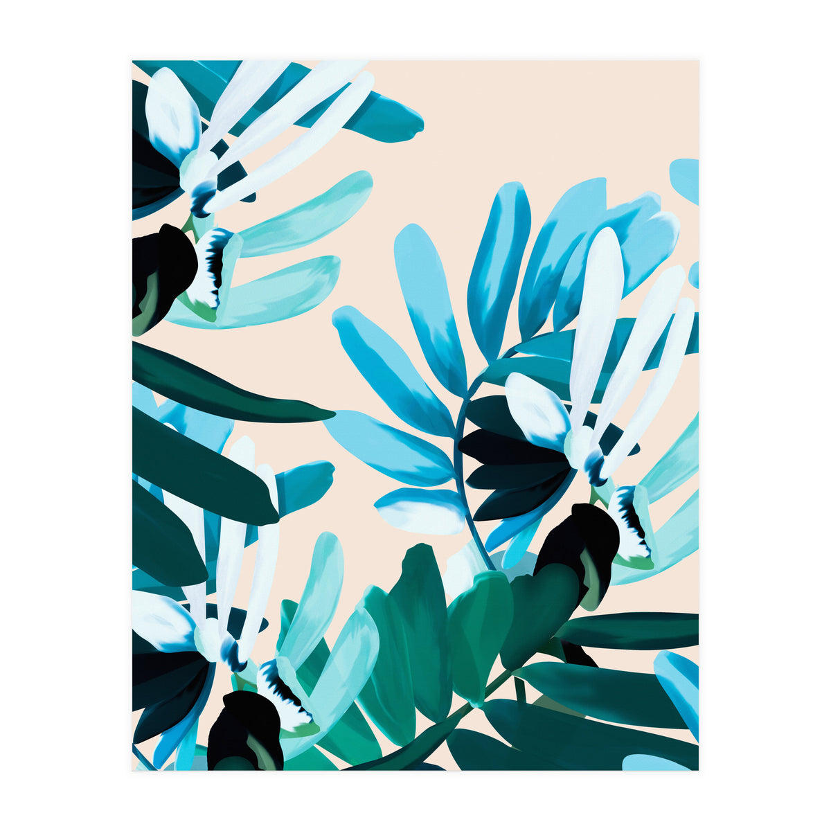 Large bluish botanical leaves  (Print Only)