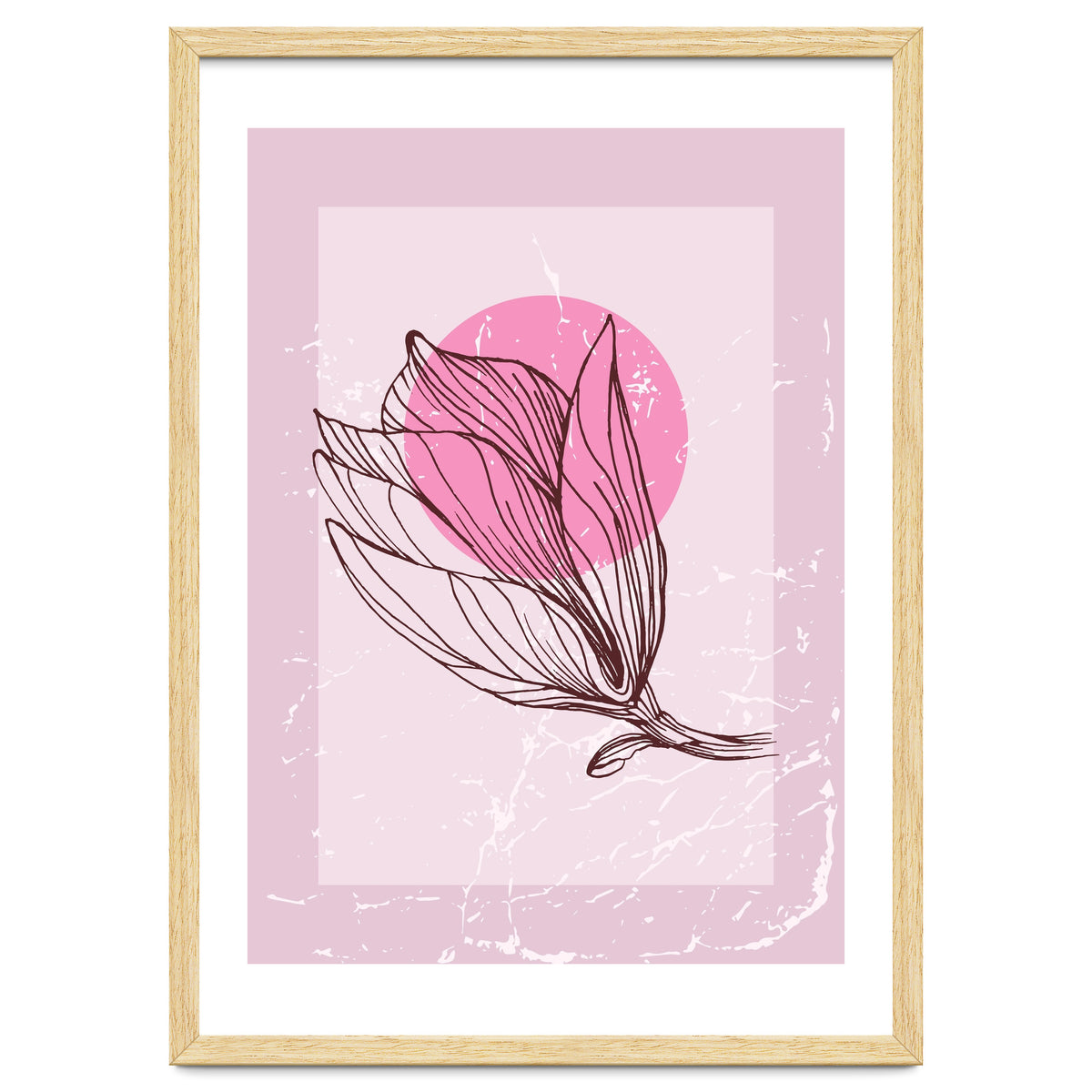 Magnolia  Minimalist Scandinavian, Abstract Geometric Art, Botanical Art