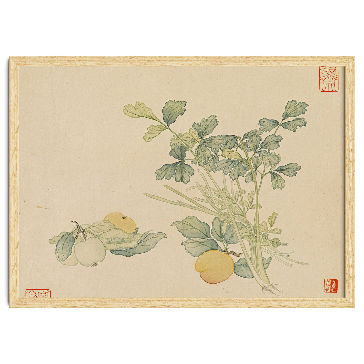 Wang Chengyu~flowers And Vegetables, Vegetables, Fruits, Plums, Apricots, Celery