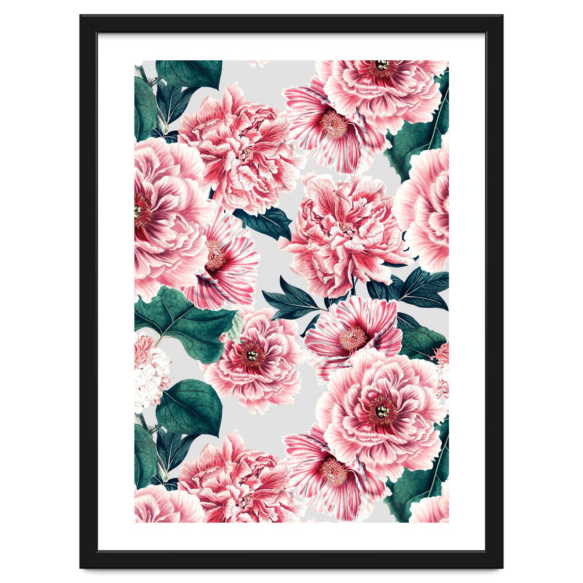 Pattern pink vintage peonies