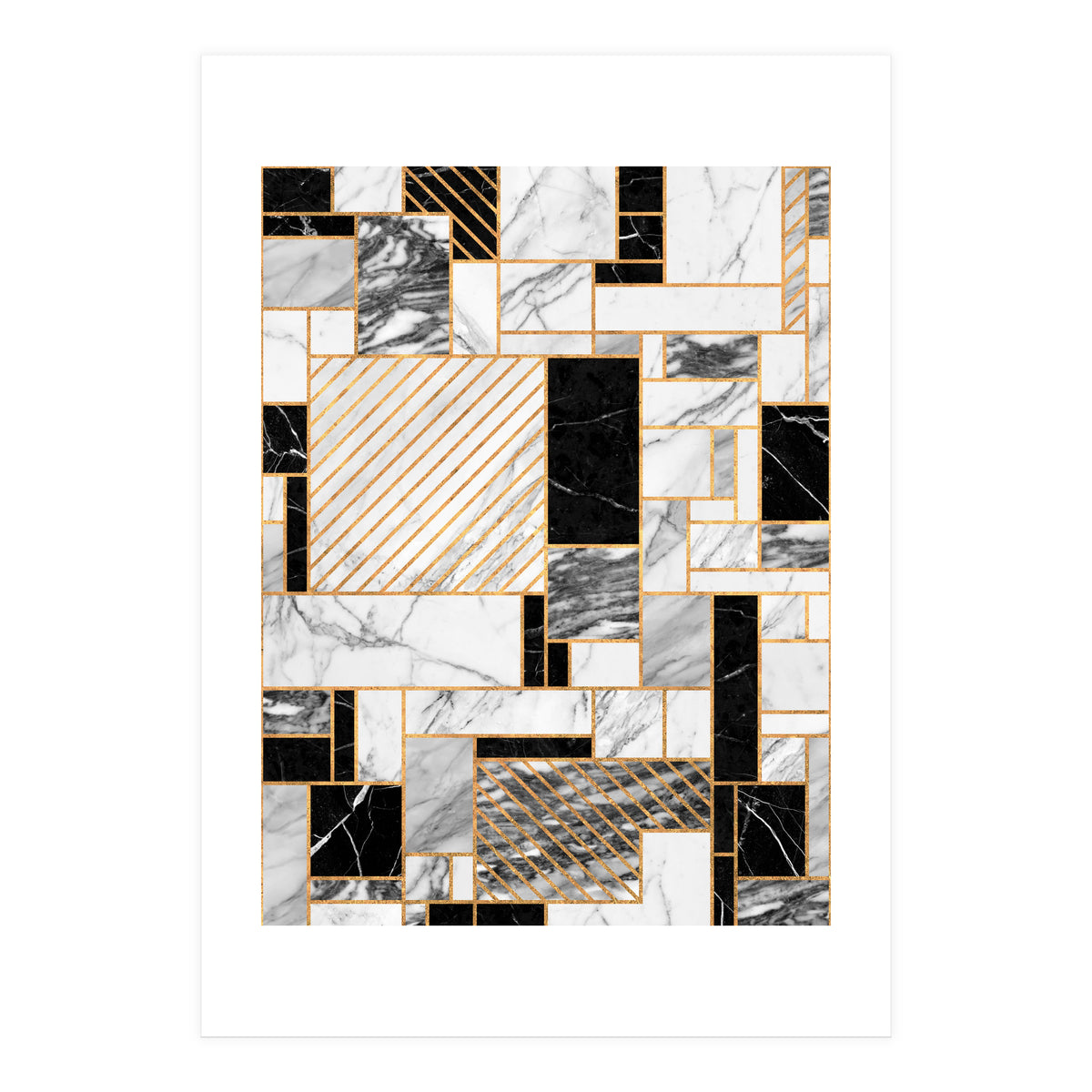 Random Pattern - Black and White Marble (Print Only)