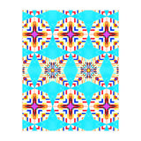 Exotic Tiles, Moroccan Teal Kaleidoscope Pattern, Turkish Bohemian Colorful Culture Eclectic Graphic (Print Only) thumbnail