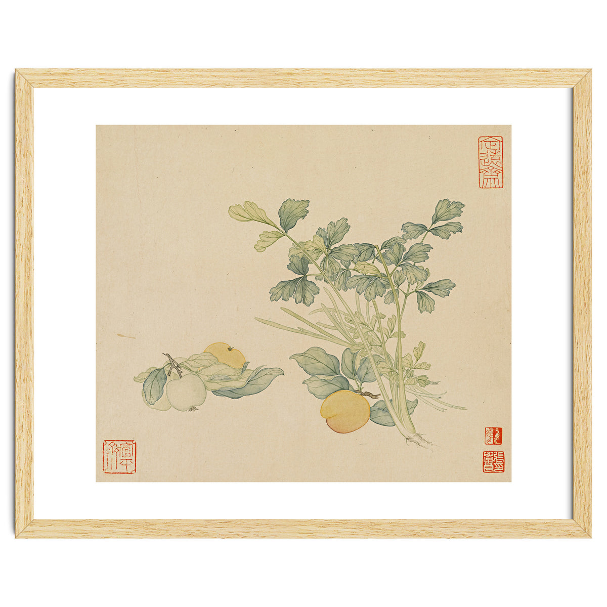 Wang Chengyu~flowers And Vegetables, Vegetables, Fruits, Plums, Apricots, Celery