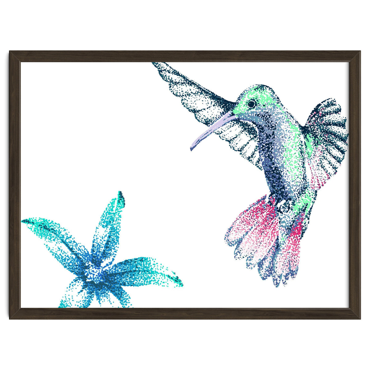 Green Hummingbird And Tropical Flower