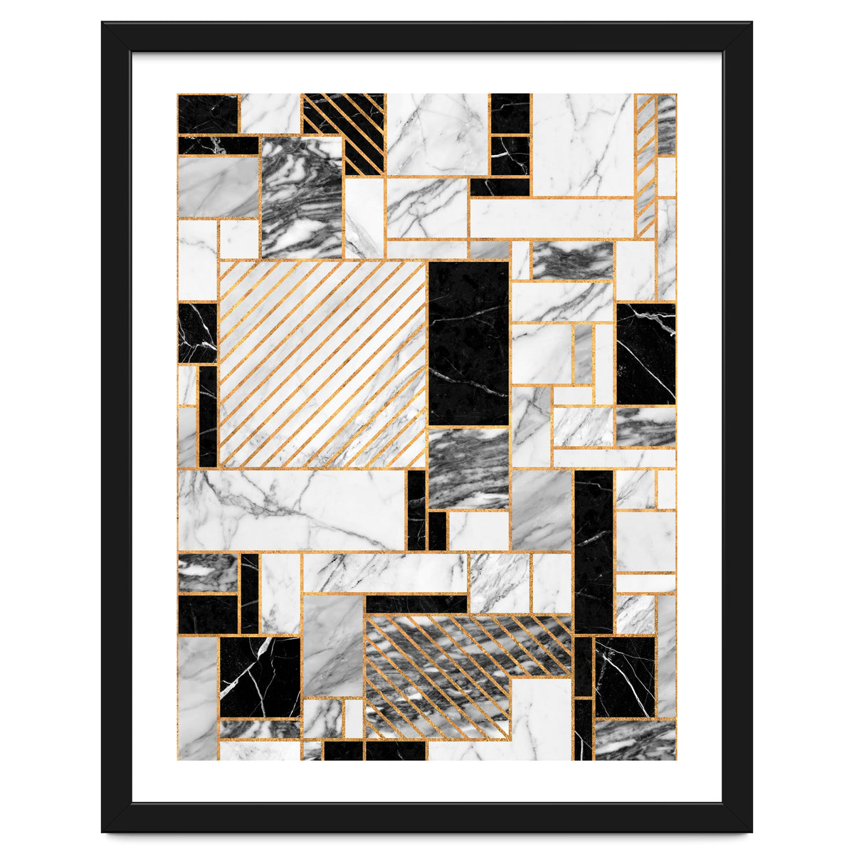 Random Pattern - Black and White Marble