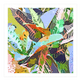 Jungle Plants, Tropical Nature Dark Botanical Illustration, Eclectic Colorful Forest Painting (Print Only) thumbnail
