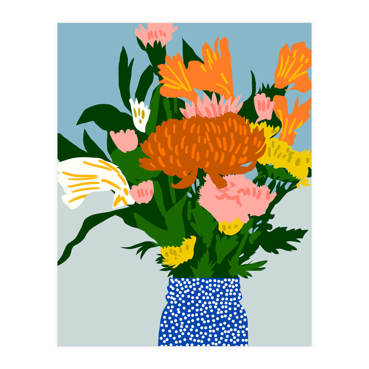 Potted Happiness | Flower Pot Botanical Floral Still Life | Eclectic Plants Modern Bohemian Décor (Print Only)