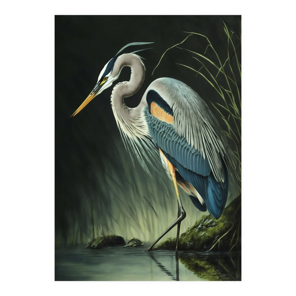 Heron Oil Painting (Print Only)