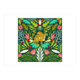 Cheetah Couple Illustration, Wild Cat Jungle Nature, Mandala Painting, Wildlife Tropical Tiger	 (Print Only) thumbnail