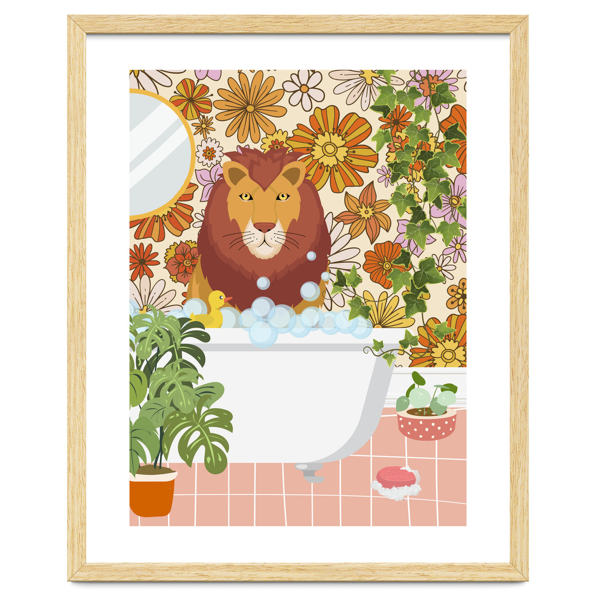 Lion Bathing on Groovy Bathroom