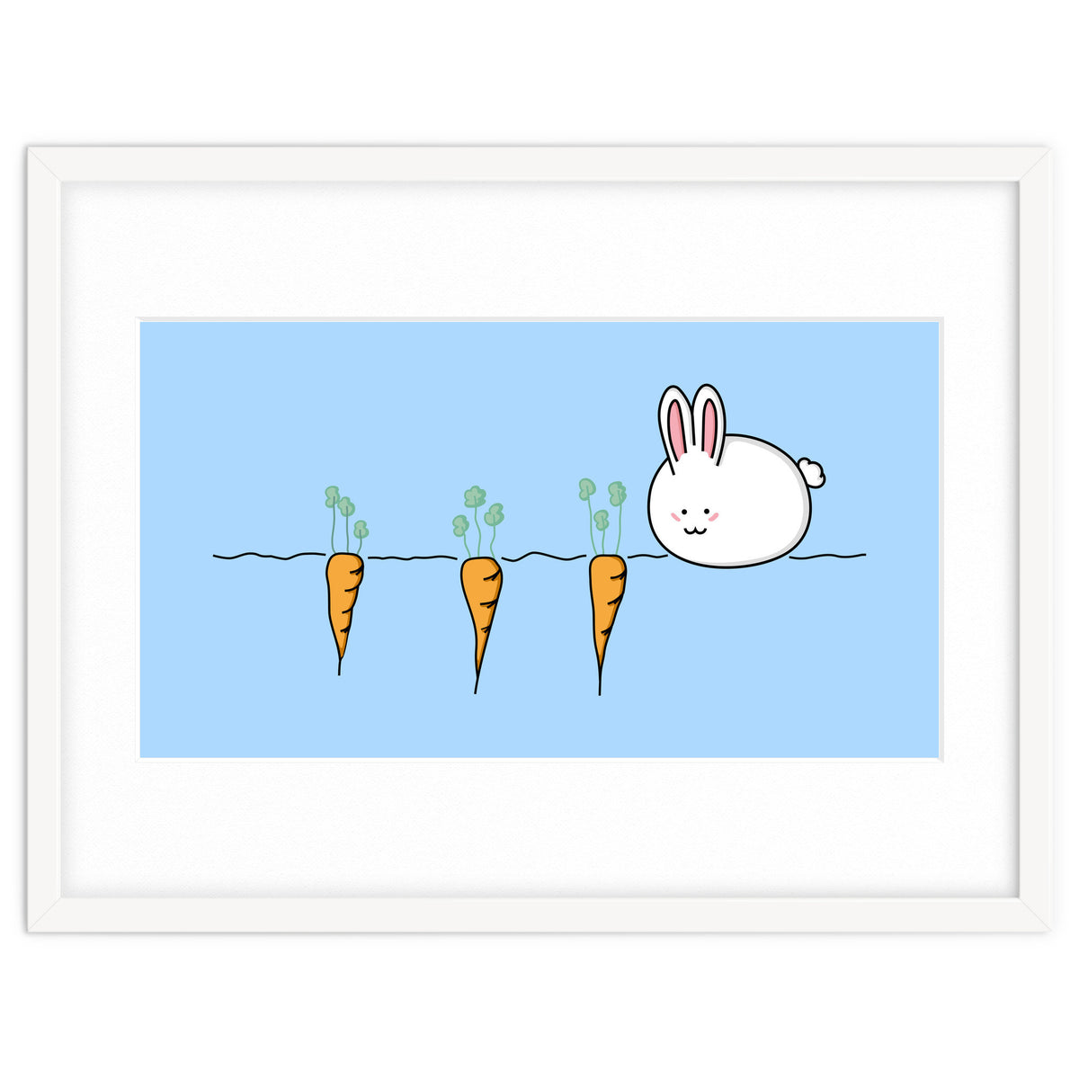 Kawaii Cute Rabbit With Carrots