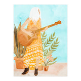 Music Soothes My Soul | Urban Hippie Bohemian Woman Playing the Guitar | Plant Lady Painting (Print Only) thumbnail