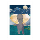 Elephant by the moonlit mountains (Print Only) thumbnail