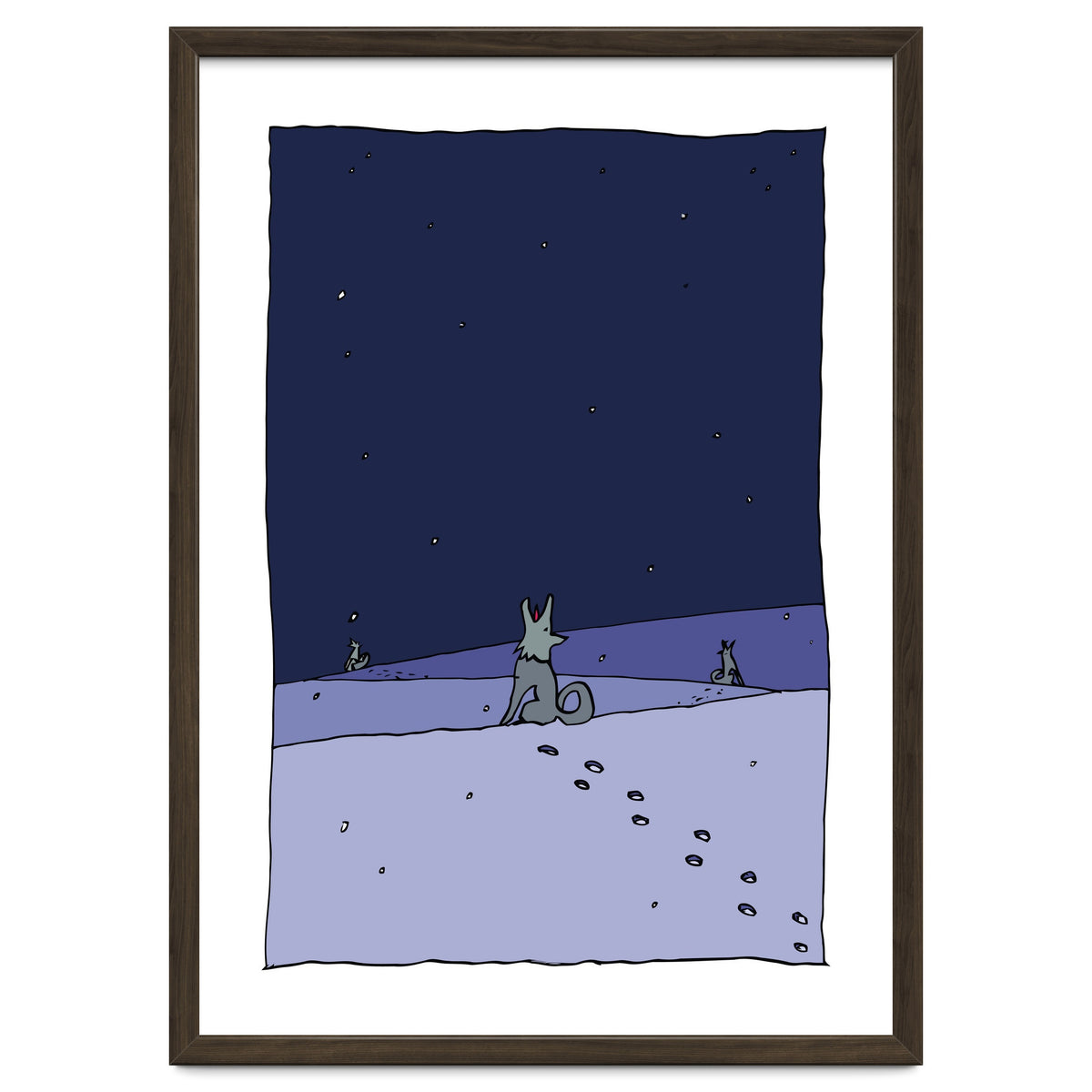 Dogs in Winter Night