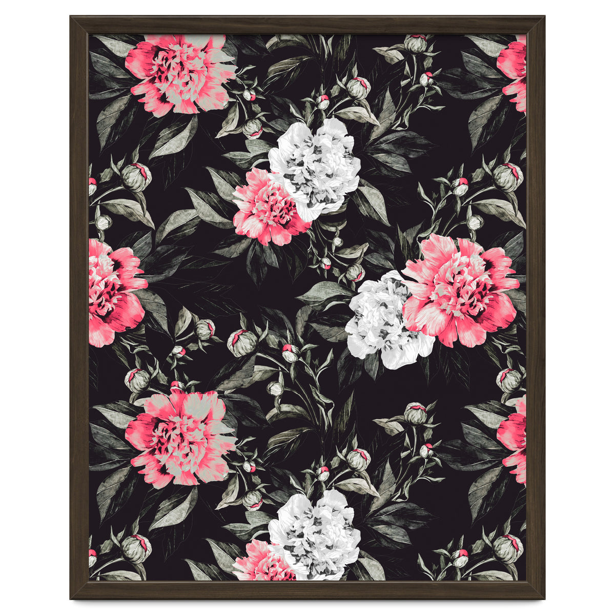 Floral pink - black & white dark