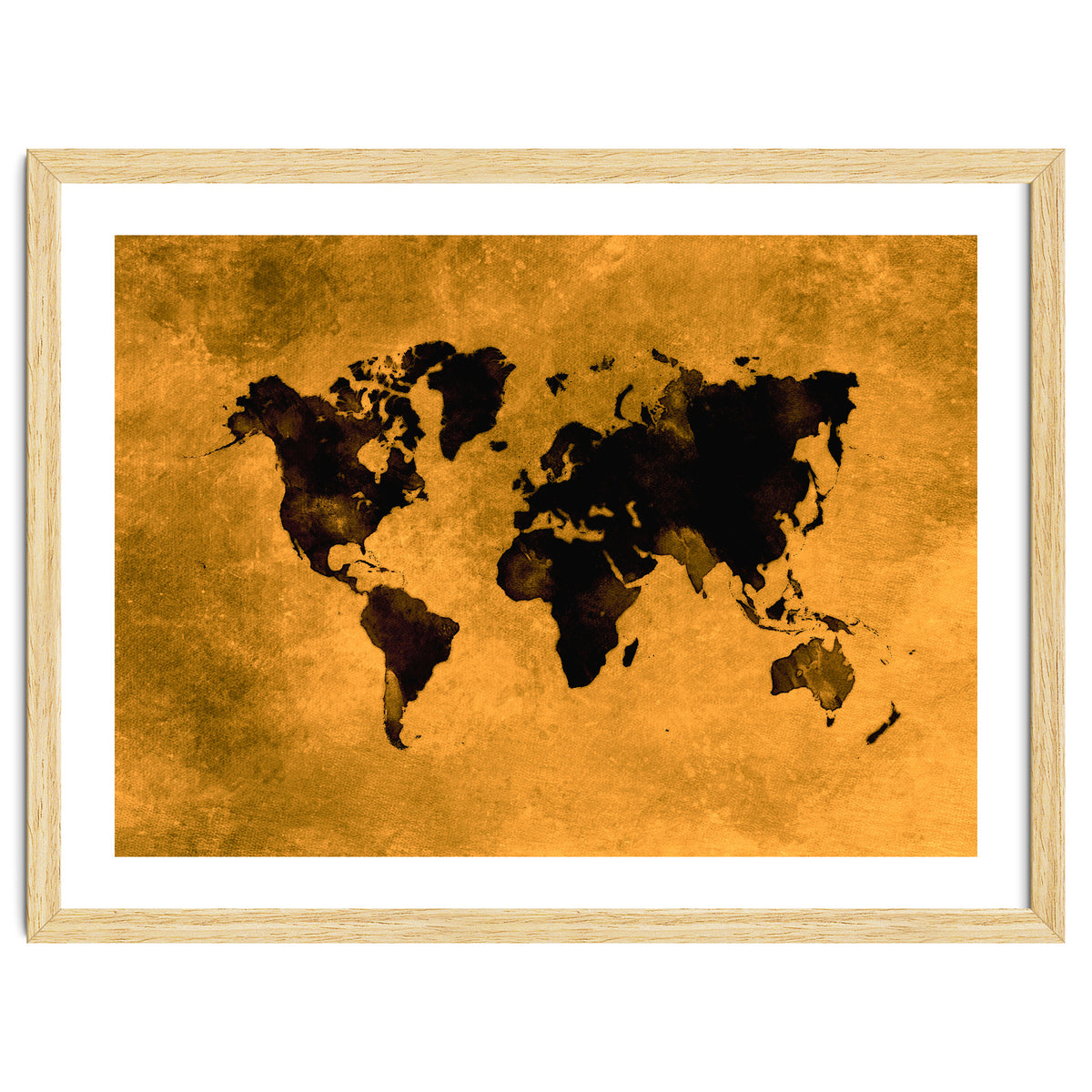 World Map black and yellow digital art